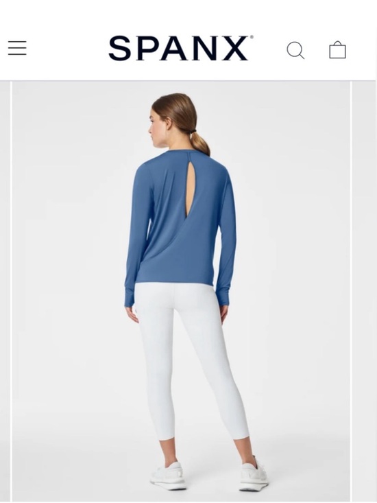 SPANX Tops - Spanx Butter Wrap Back Long Sleeve Tee Shirt Indigo Blue Haze size Large